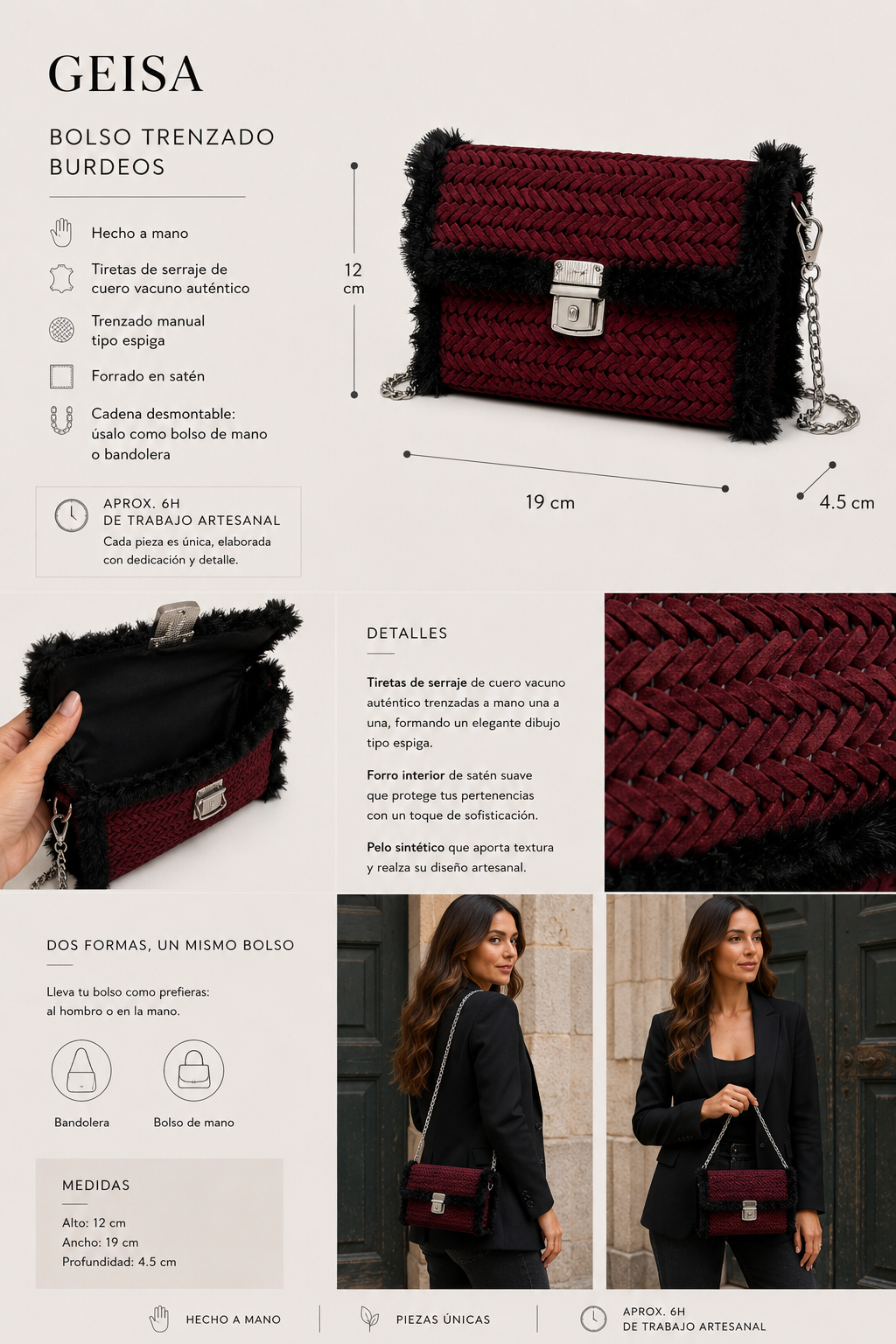 Bolso Baguette Burdeos · Geisa