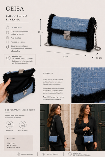 Bolso Tejido Fantasía Azul · Geisa