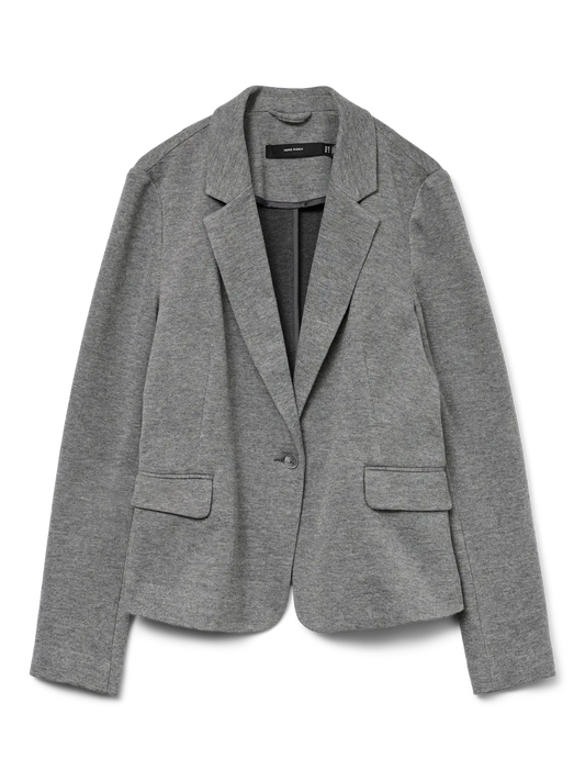 Blazer de Punto de Un Botón - Gris Oscuro