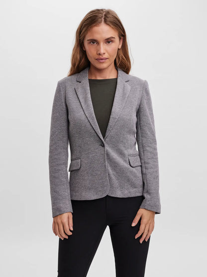 Blazer de Punto de Un Botón - Gris Oscuro