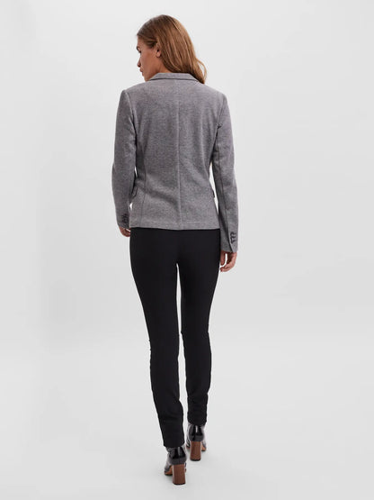 Blazer de Punto de Un Botón - Gris Oscuro