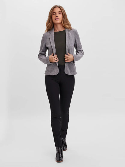 Blazer de Punto de Un Botón - Gris Oscuro