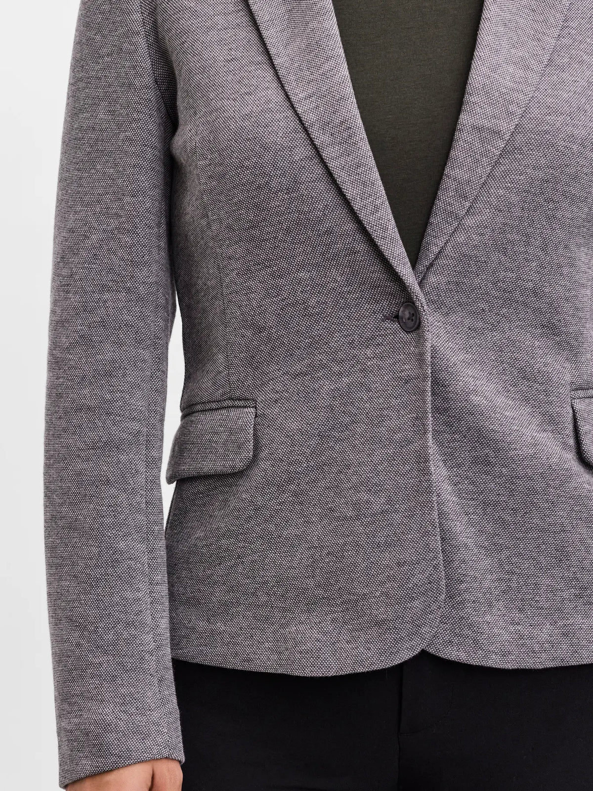 Blazer de Punto de Un Botón - Gris Oscuro