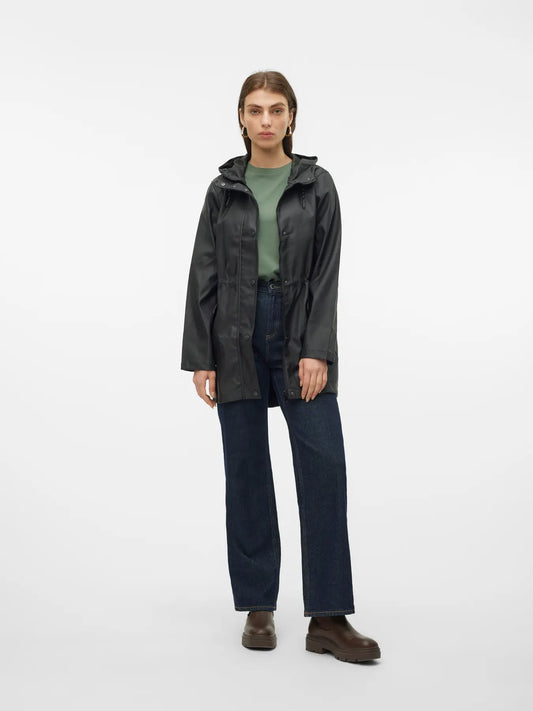 Chubasquero con Capucha Impermeable - Negro