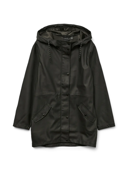 Chubasquero con Capucha Impermeable - Negro