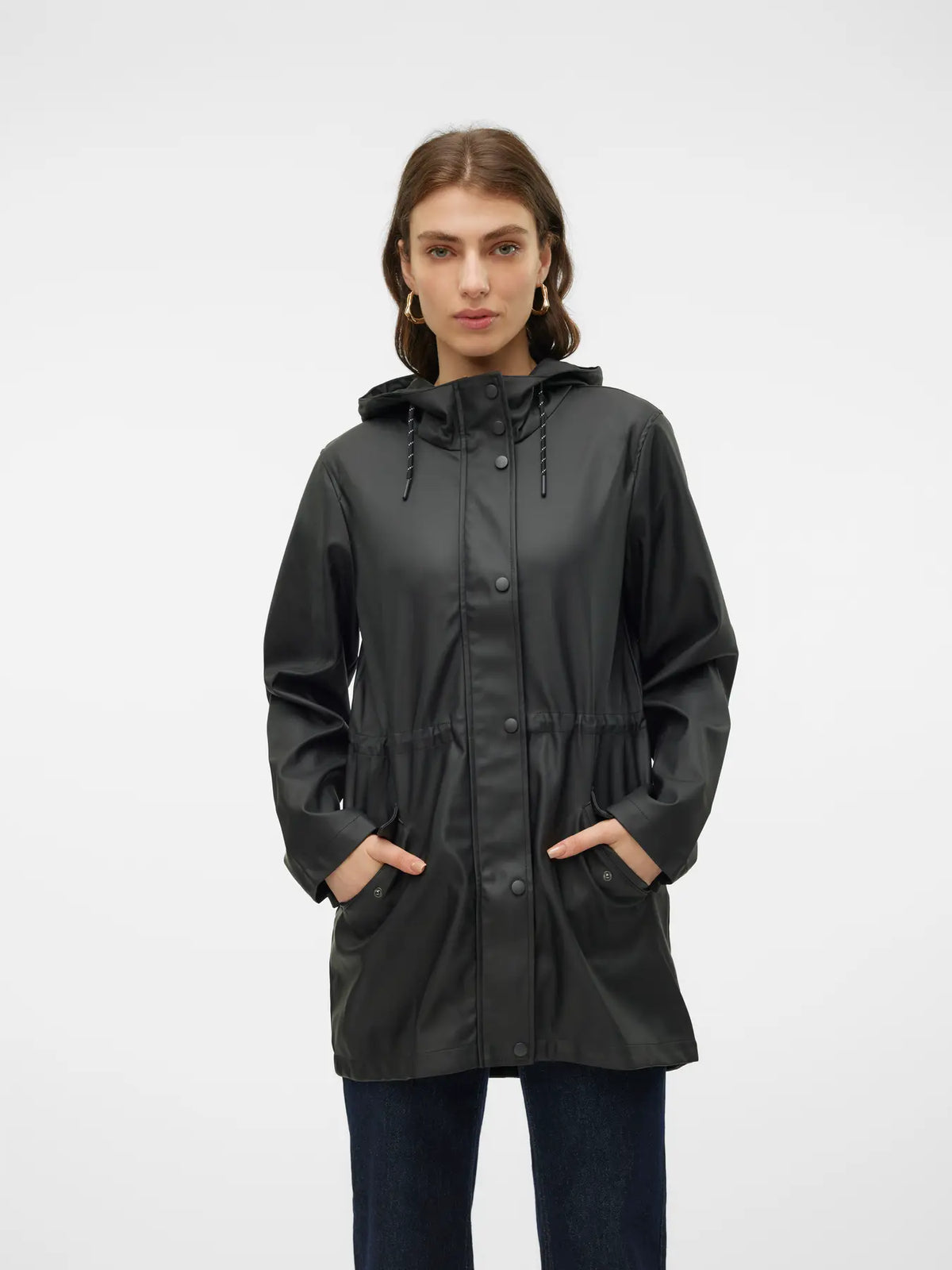 Chubasquero con Capucha Impermeable - Negro