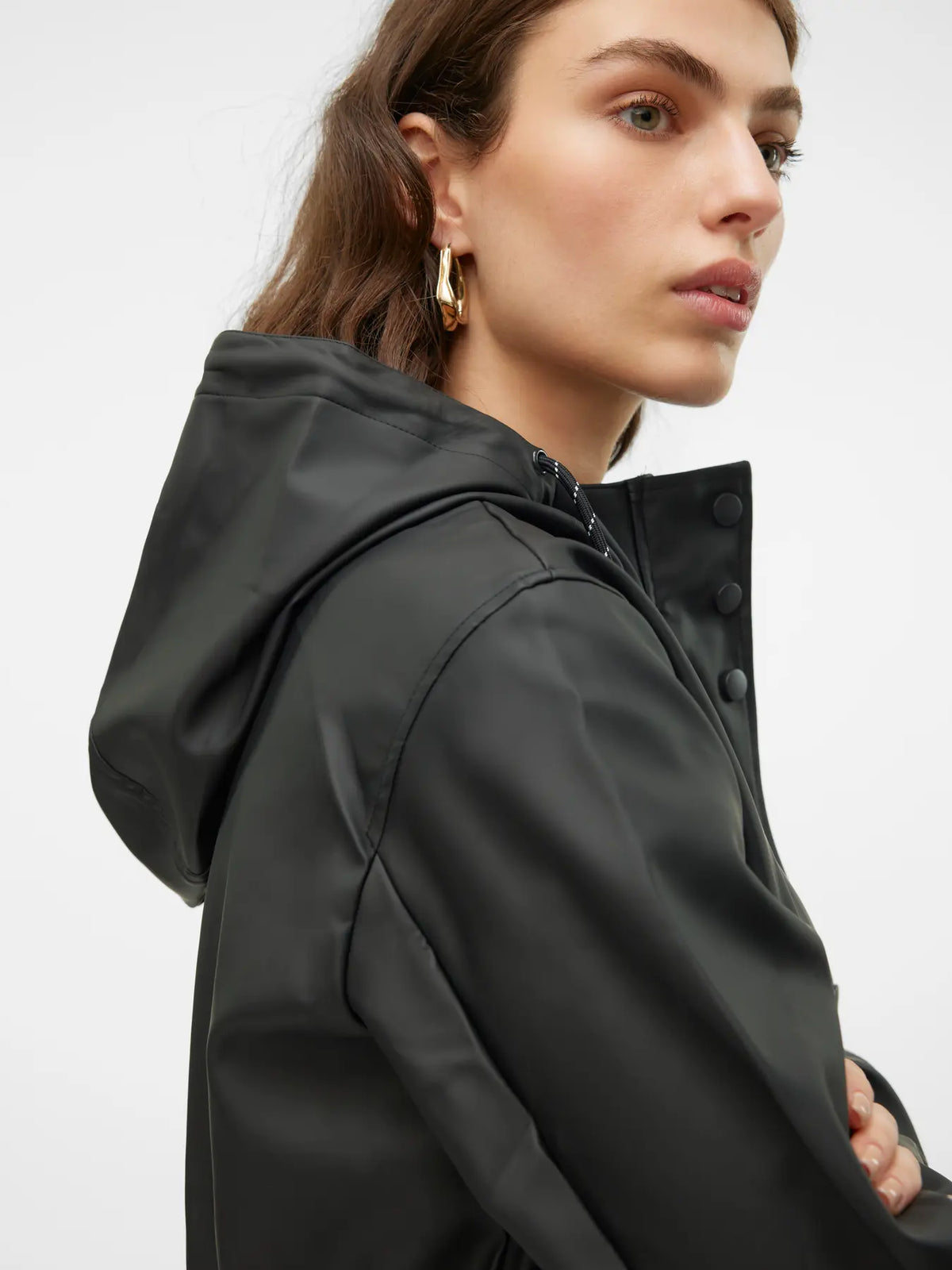Chubasquero con Capucha Impermeable - Negro