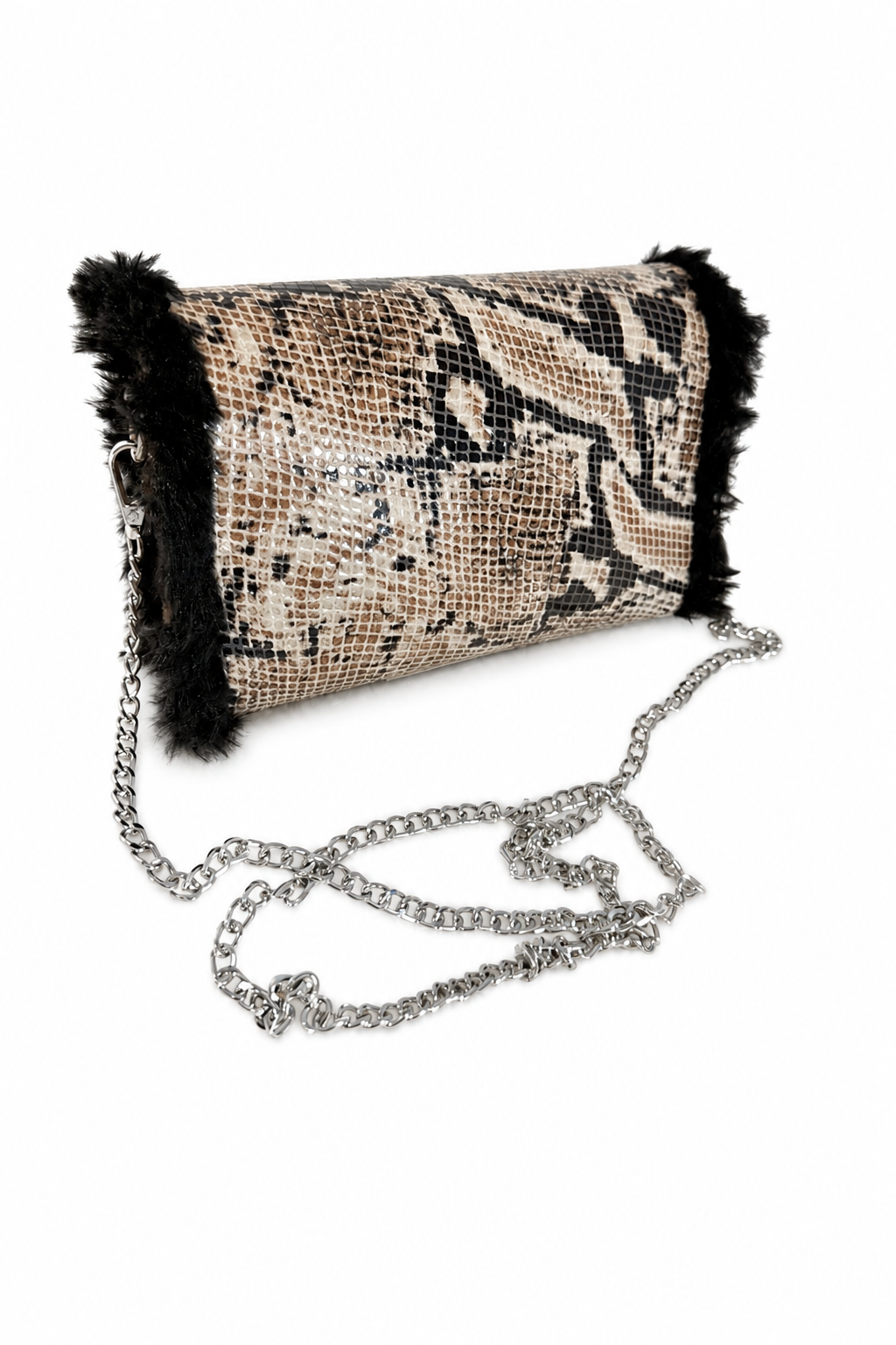 Bolso Piel Pytón con Pelo Negro · Geisa