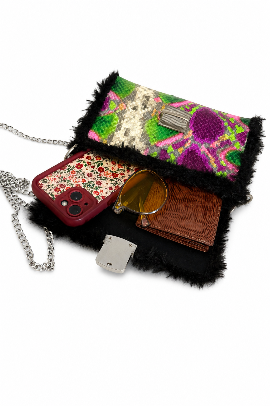Bolso Cuero Fantasía Pitón Multicolor · Geisa