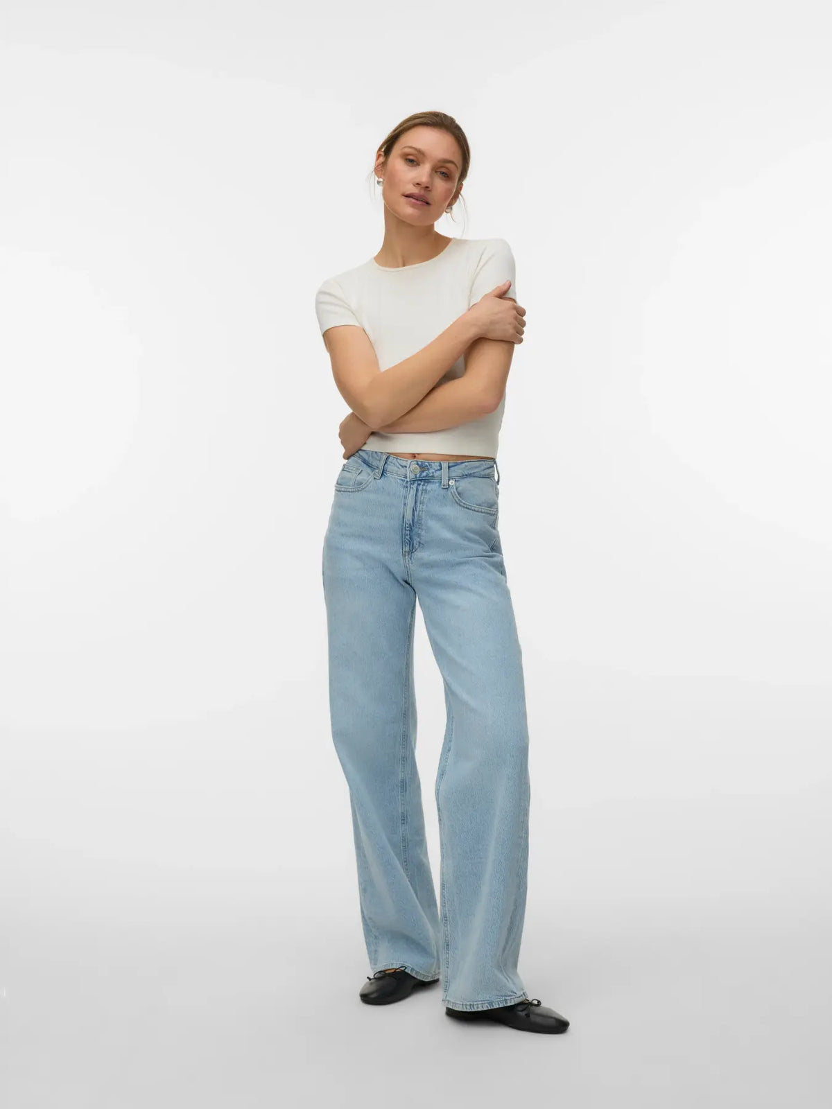 Jeans Wide Leg de Tiro Alto - Azul Claro