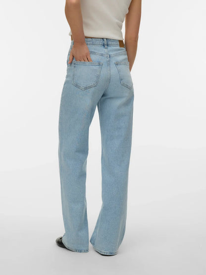 Jeans Wide Leg de Tiro Alto - Azul Claro
