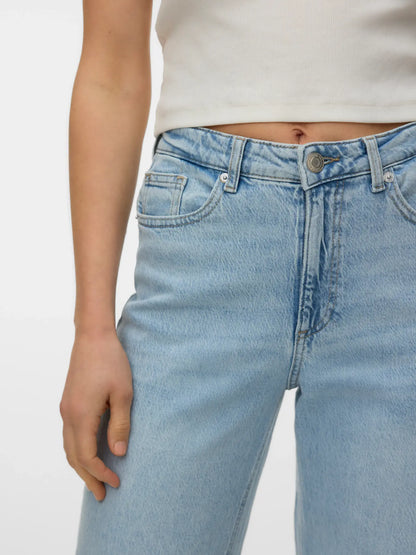 Jeans Wide Leg de Tiro Alto - Azul Claro
