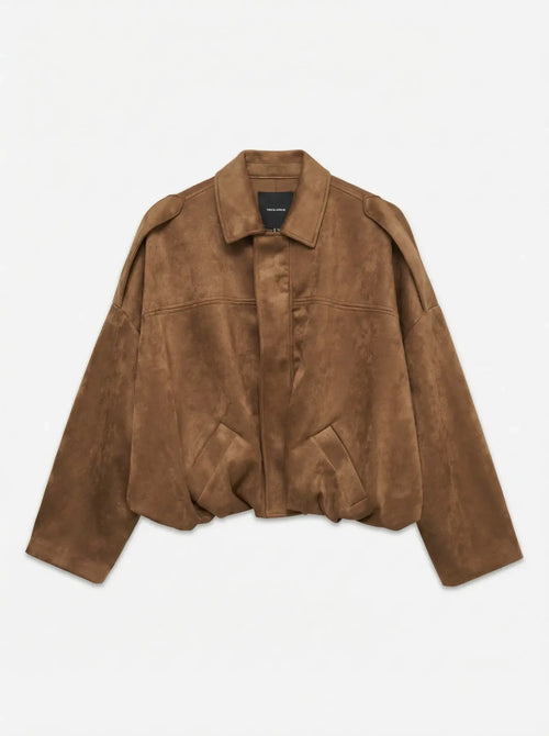 Chaqueta Bomber Efecto Ante color Cognac