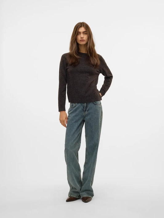 Blusa de Punto con Cuello Redondo - Chocolate Torte