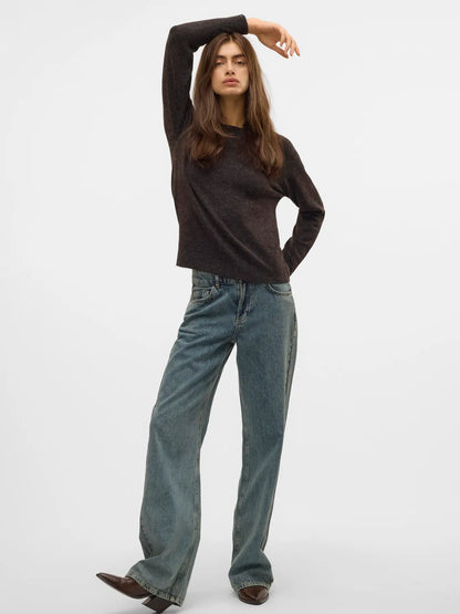 Blusa de Punto con Cuello Redondo - Chocolate Torte