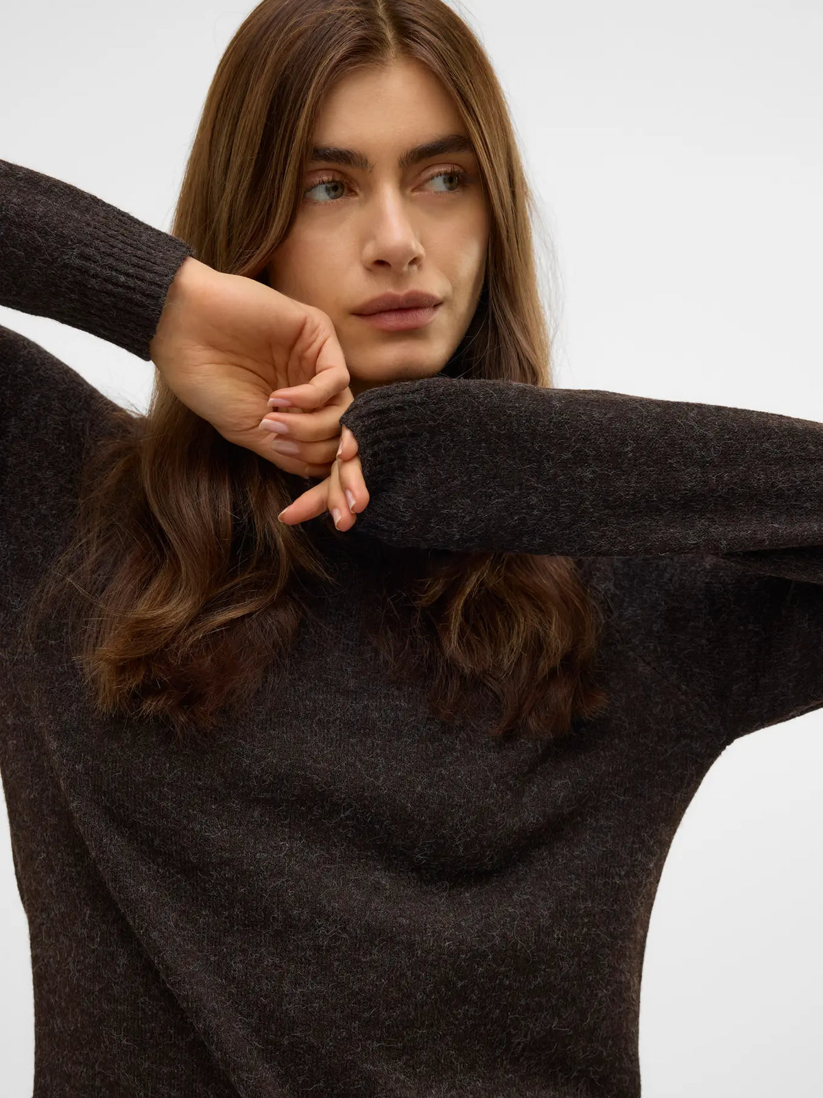 Blusa de Punto con Cuello Redondo - Chocolate Torte