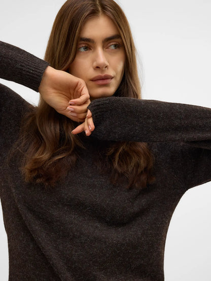 Blusa de Punto con Cuello Redondo - Chocolate Torte