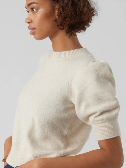 Pulóver de Manga Corta con Cuello Redondo - Birch