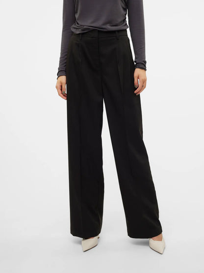 Pantalón Wide Leg de Tiro Medio - Negro