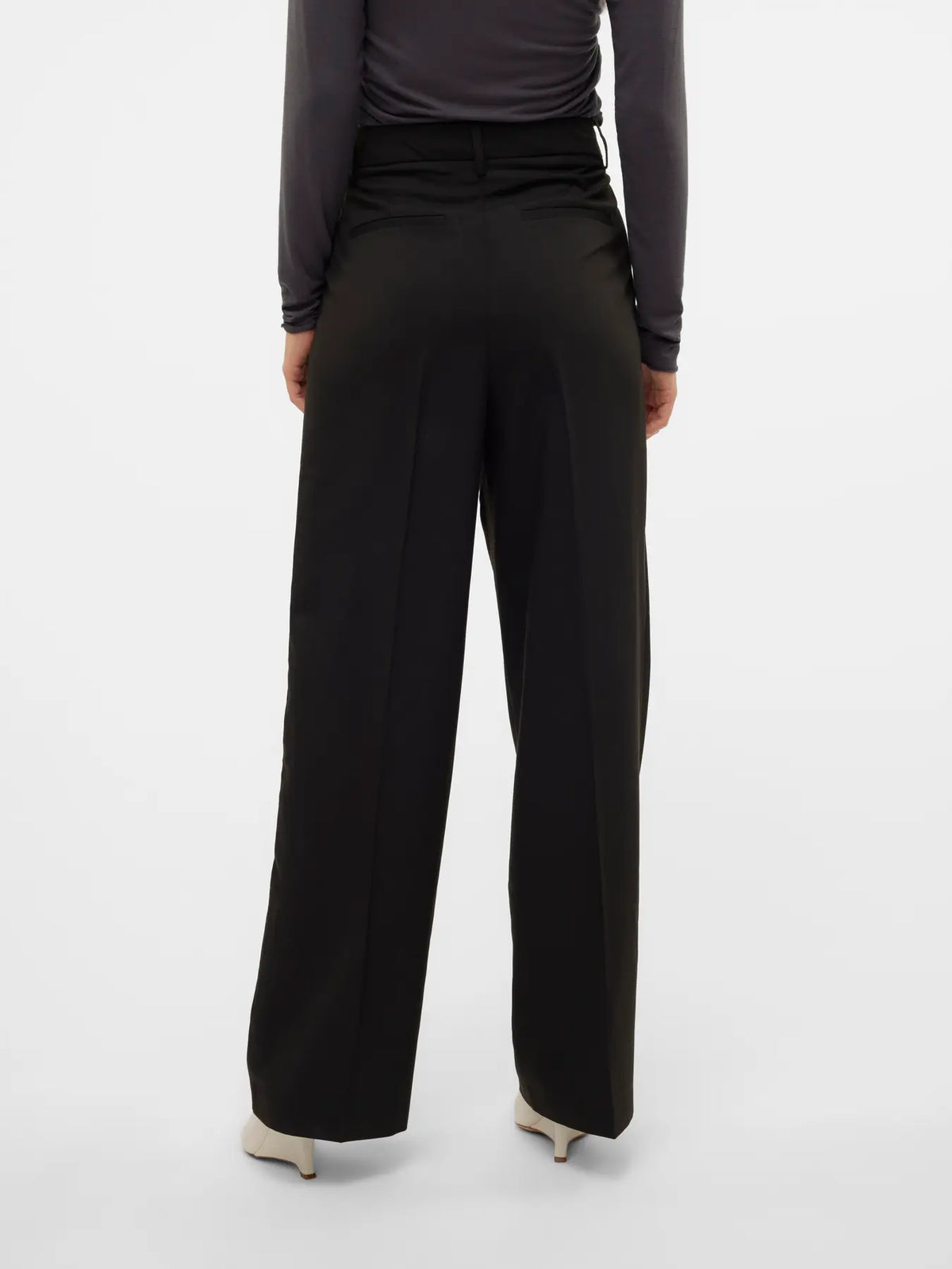 Pantalón Wide Leg de Tiro Medio - Negro