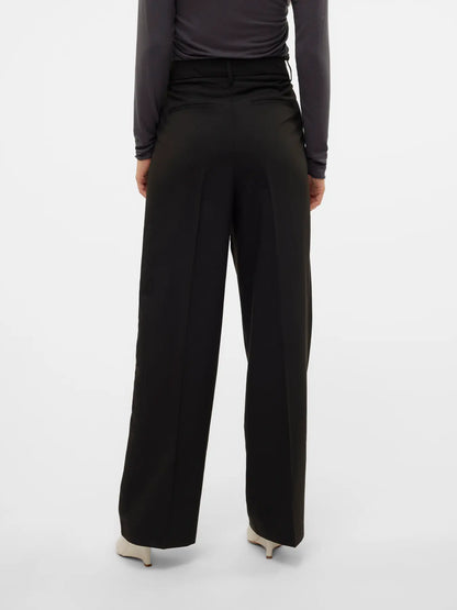 Pantalón Wide Leg de Tiro Medio - Negro