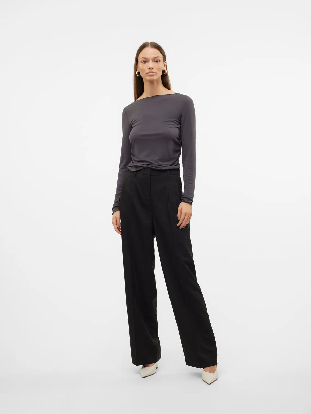 Pantalón Wide Leg de Tiro Medio - Negro