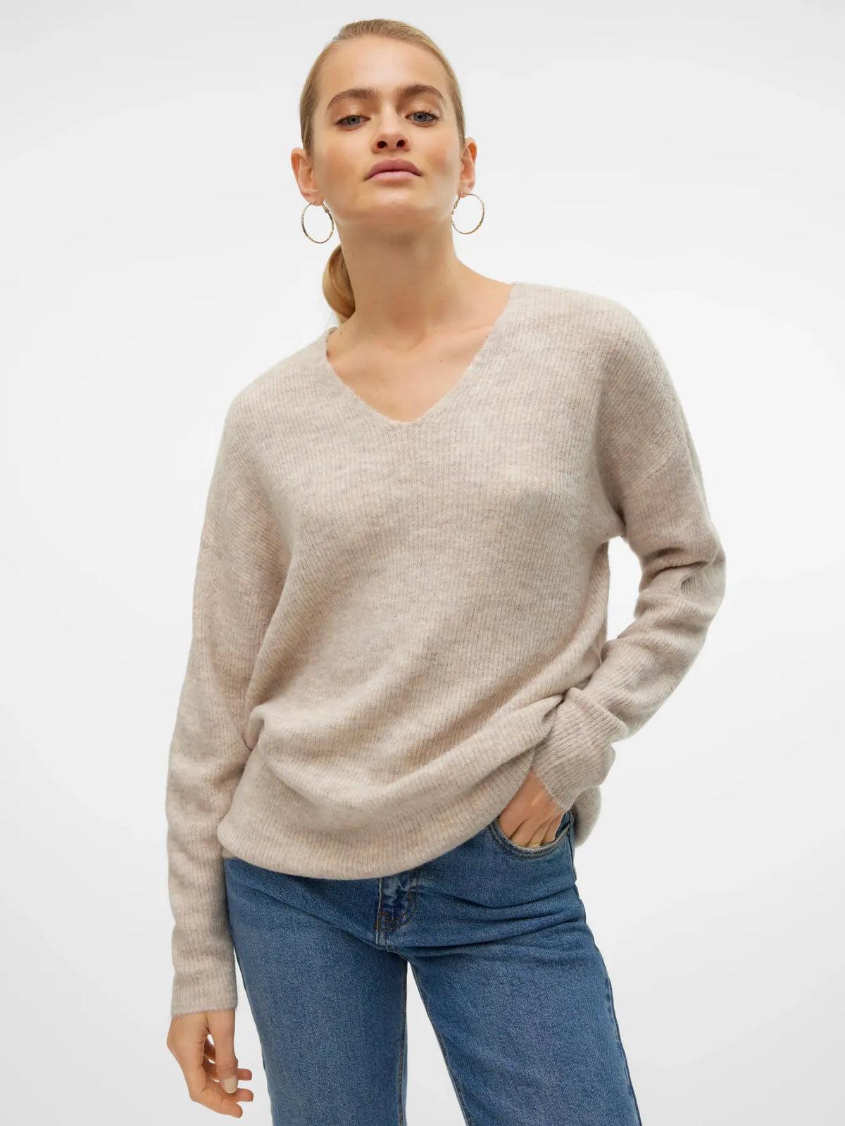 Pulóver Cuello Pico de Punto